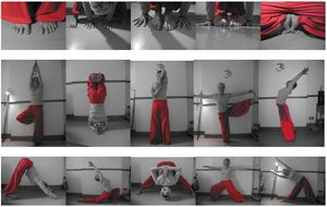 Montage of photos of Jacqui in various yoga poses